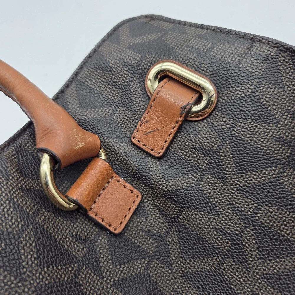 Michael Kors Hamilton Large Satchel Satchel/Top Handle Bag Logo Pattern Brown